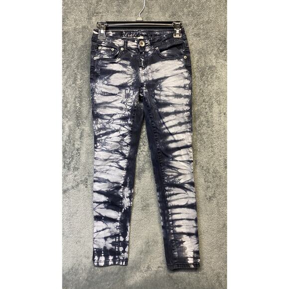 Justice Premium Jeans Girl’s Simply Low Tie Dye Gray Denim Skinny Jeans Size 10R - Picture 1 of 10